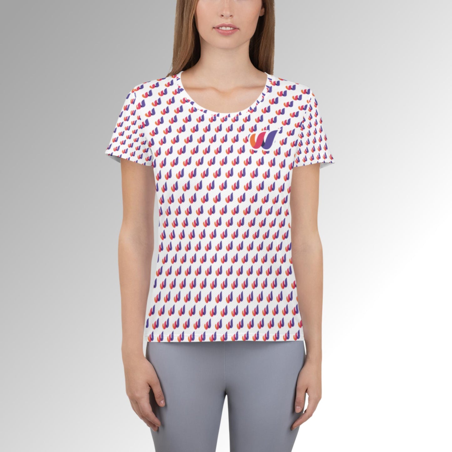 Ladies WM All-Over Print Athletic T-shirt With Logo